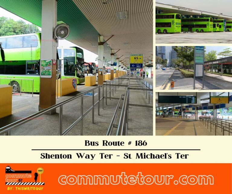 SG Bus Route 186 Schedule, Bus Stops and Route Map from Shenton Way Terminal to St. Michael’s Terminal (vice versa) | Singapore