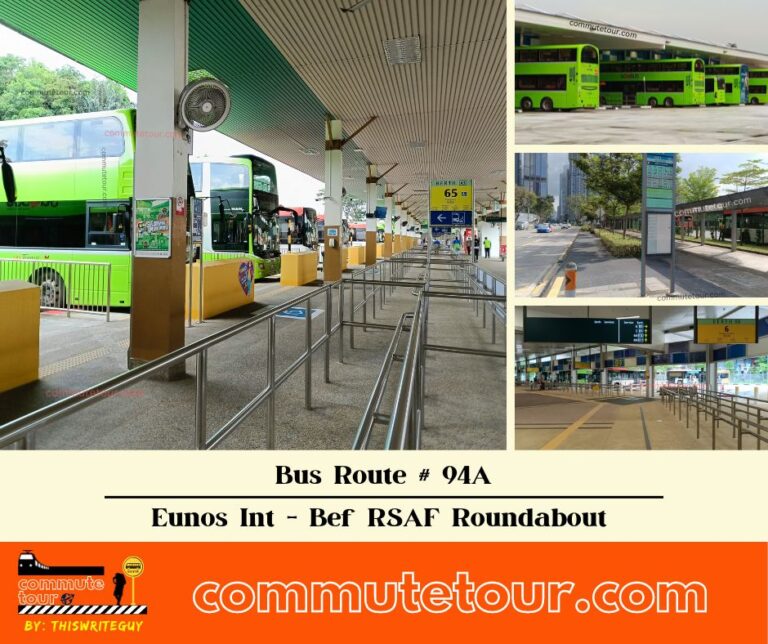 SG Bus Route 94A Schedule, Bus Stops and Route Map from Eunos Interchange to RSAF Roundabout → One Way | Singapore