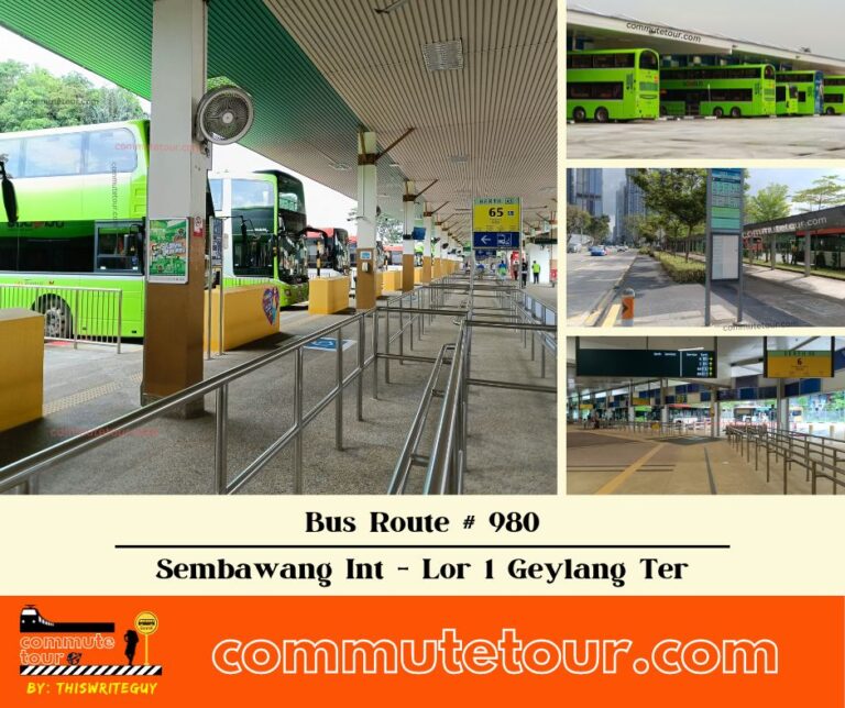 SG Bus Route 980 Schedule, Bus Stops and Route Map from Sembawang Interchange to Lorong 1 Geylang Terminal (vice versa) | Singapore